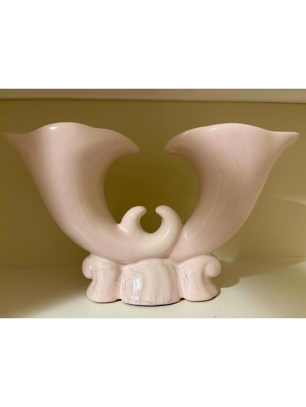 Bauer Pottery Atlanta Double Cornucopia Pink Vase